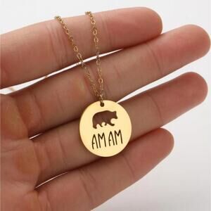 Mama Bear Stainless Steel Gold Necklace